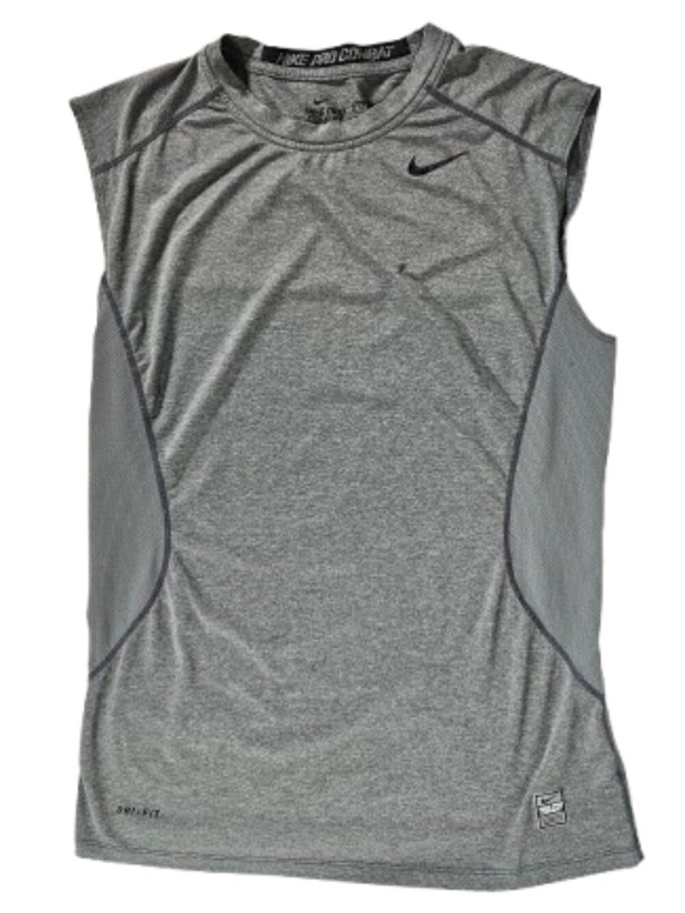 Nike Pro Combat Dri-Fit Gray Sleeveless Shirt Men's Size Medium Fitted